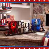 250 Anniversary Decorations with 3 Glass Votive 1 Wooden Tray God Bless America Decor Patriotic Red Blue White Table Decorations 4th of July Rustic Decor for Memorial Independence Day