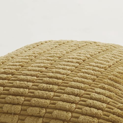 Fancy Homi Decorative Throw Pillow Covers for Bed Couch Bedroom Bench, Soft Lumbar Corduroy Solid Pillow Case, Rustic Farmhouse Boho Room Décor, 54" x 20" (Pack of 1), Mustard Yellow