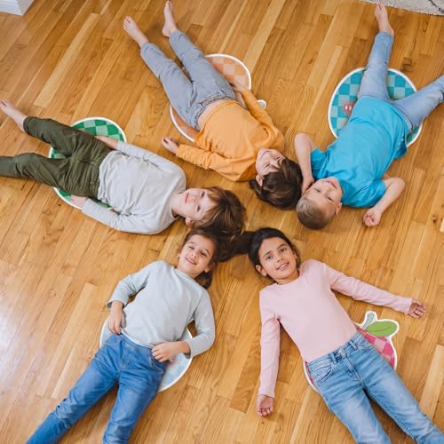 Breling 12 Pcs Apple Carpet Circle for Classroom Sitting 17 Inch Pastel Macaron Checkered Floor Cushions Rug Non Slip Floor Mat Back to School Group Activity Teacher Educational Learning Playing Area