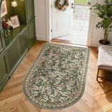 jinchan Arched 4x6 Floral Vintage Washable Area Rug, Green