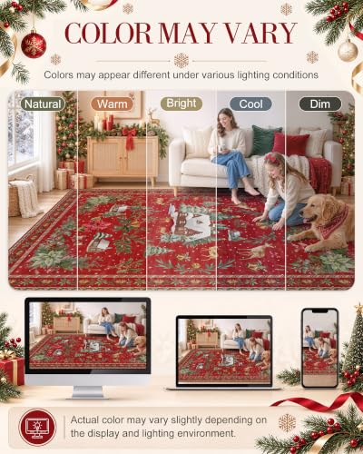 OLANLY 3x6 Christmas Runner Rug, Soft Non Slip Carpet for Hallway Kitchen