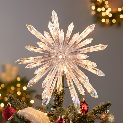 Kurt Adler UL1883 UL 30-Light Plastic Crystal Snowflake Treetop