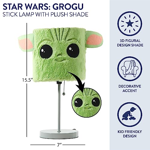 Star Wars The Mandalorian “The Child” Plush Shade Table Lamp ,Green Kids Bedroom & Playroom Lighting Décor