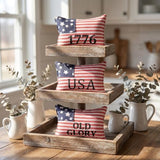 STOBAZA Patriotic American Flag Mini Pillow 3 Pack Decorative Throw Pillow for 4th of July Decor