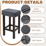 uxcell 2 Pcs Seat Covers for Dining Chairs, Bar Stool Covers Stretch Chair Seat Protector Waterproof Saddle Stools Slipcover with Elastic Band for Kitchen Bar, Diamond Pattern Dark Gray