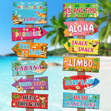 24 Pieces Luau Party Decorations Hawaiian Party Welcome Directional Sign Summer Tropical Party Sign for Luau Hawaiian Theme Party Decorations Birthday Party Supplies