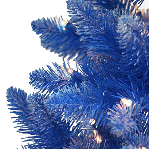 Puleo International Pre-Lit 6.5' Artificial Christmas Tree with 300 Lights, Blue