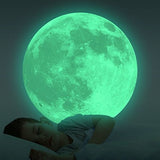Glow in The Dark Moon Wall Decals 11.8 inch Luminous Sticker at Night, Perfect Ceiling or Wall Decor for Kids' Bedroom