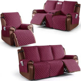 KinCam 100% Waterproof Recliner Loveseat Cover with Console X1, Recliner Couch Covers X1, Recliner Chair Covers X1(Burgundy)