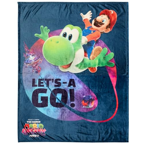 The Super Mario Galaxy Movie Throw Blanket, Yoshi, Soft Cozy Decorative Blanket for Couch, Bed, or Gaming Room (100% Officially Licensed Product) by Franco Collectibles