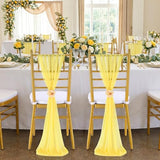 Yellow Chair Sashes for Wedding: 16 Pieces 8ft Long Sheer Draping Fabric – Party Dinner Banquet Event Chair Decorations