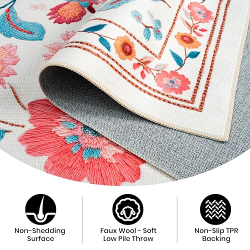Area Rugs for Living Room 6x8 Non-Slip Carpet Washable Boho Rug Vintage Low Pile Carpet Print Home Rugs for Bedroom Kids Room Playroom Dining Room Home Office Farmhouse,Khaki