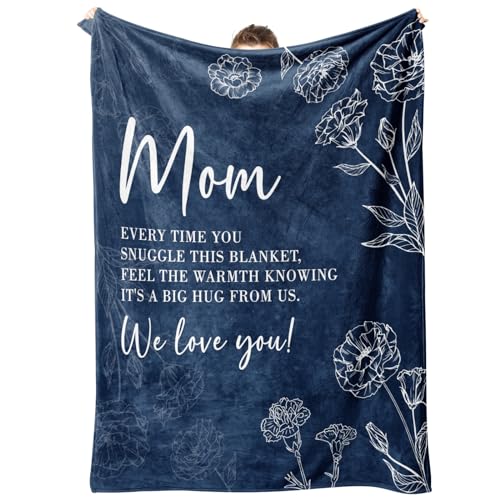 GiltGlimmer Gifts for Mom, Mom Birthday Gifts Blanket, Moms Gift for Women from Daughter Son, We Love You Present for Mother Mommy Christmas Mothers Day 60" x 50", Blue