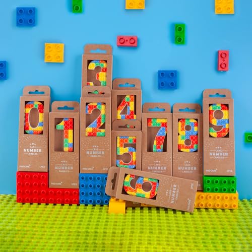 PHD CAKE Number 7 Building Block Birthday Cake Candle, Numeral Birthday Candles