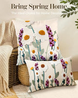Embroidered Throw Pillow Cover, 20x20 Inch, Wildflower