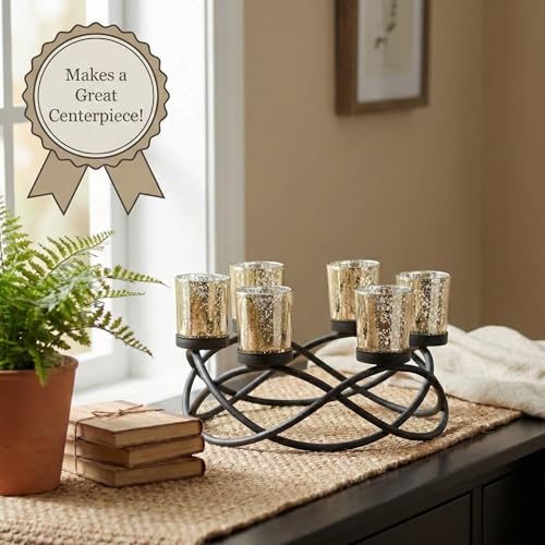 Centerpieces for Kitchen Table Decor, Tealight Candle Holder, Gold