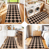 Easy Jute 2x5 Runner Rug: Non Slip Checkered Machine Washable Entryway Mats