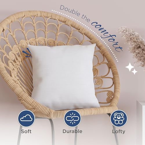 Martex 2-Pack Decorative Throw 12" x 12" Pillow Inserts– Soft, Supportive & Fluffy Cushion Fillers – Poly-Cotton Blend Cover with Plush Polyester Fill – Perfect for Sofa, Bed & Living Room – White