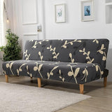 Hixingo Stretch Armless Futon Cover, Futon Mattress Cover Washable Futon Covers with Elastic Bottom, Plant Print Futon Slipcovers Soft Futon Couch Cover (Small (47-59"),Dark Gray)