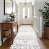 3x10 Washable Modern Runner Rug:Moroccan Boho Low Pile Rug Grey