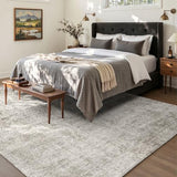 4x6 Beige Washable Area Rug for Living Room, Vintage Print Carpet