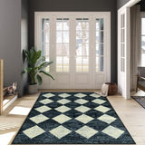Lahome 5x7 Black Rug Checkered Non Slip Living Room Large Washable Area Rug