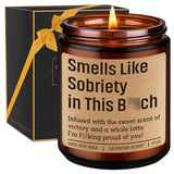 GSPY Smells Like Sobriety Candle - Sobriety Gifts for Women, Men - 2 Year Anniversary, 1 Year Sober Gifts Ideas - Funny Birthday, Sober Celebration, Recovery, Proud of You Present for Her, Him
