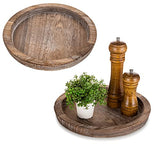 Hanobe Wooden Coffee Table Trays, 2PC Decorative Round Candle Holder Plate