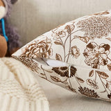 Botanical Throw Pillow Covers Set of 2, 20x20 Inch Brown