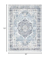 Area Rug 8×10, Large Vintage Boho Rug,Ultra-Soft Low Pile, Washable, Non Slip,Stain Resistant, Printed Carpet for Living Room Bedrooms Playroom Office Kitchen, Light Blue