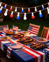 Red White Blue Lights Outdoor 17.5Ft 4th of July Lights 50 LED G15 Globe Patriotic String Light, Plug in Red White and Blue String Light for Fourth of July Memorial Day Patio Christmas Home Decor