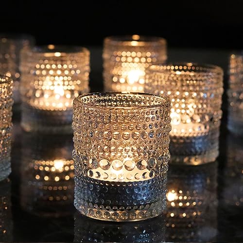 36 PCS Clear Glass Votive Candle Holders Set Hobnail Tealight Candle Holders for Fall Decor, Halloween, Weddings, Birthday Table Centerpiece Decorations