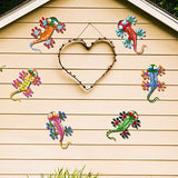 YEAHOME 6 Pack Metal Geckos Inspirational Wall Art, Mexican Outdoor Wall Decor with Shaking Head, Lizard Wall Sculptures & Statues for Farmhouse, Porch, Patio, Lawn, Fence