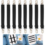 Sofa Cover Holder Straps Suspenders, Sofa Couch Covers Clip Fasteners, Adjustable Elastic Straps for Sofa Seat Recliner Slipcover, Cushion Holders (8, Black) 6-30in/15-75cm