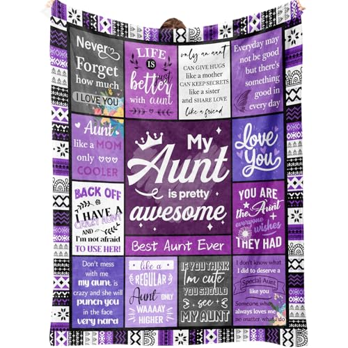 Aunt Gifts, Auntie Gift Ideas, Gifts for Aunt from Niece/Nephew, Auntie Birthday Gift, Soft Throw Blankets 60"X50"
