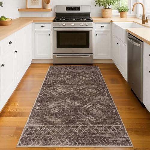 Small Area Rug 3'x5' Entryway Rug Washable Rugs, Chocolate Brown