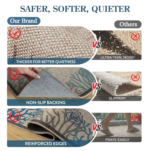 LIVEBOX Easy Jute 28''x43'' Front Porch Rug, Outdoor Non Slip Washable Kitchen Rug Modern Coastal Animal Area Rugs Floor Hello Welcome Door Mat Carpet for Entryway Porch Doorway(Blue 28''x43'')