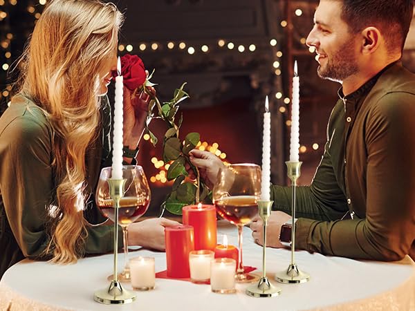 Candlestick Holders 6PCS, Metal Taper Candle Holder, Gold Candle Holders for Pillar Candles, Candle Holder for Wedding Fireplace Mantel
