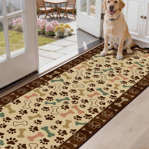 Waterproof 2x6 Runner Rug Non Slip Floor Runners for Dogs, Beige Paws