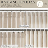 Linen Pinch Pleated Curtains 84 Inch Length for Living Room 2 Panels Semi Sheer Curtain with Hooks Neutral Boho Farmhouse Light Filtering Privacy Window Drapes for Bedroom Natural Cream Beige 52x84