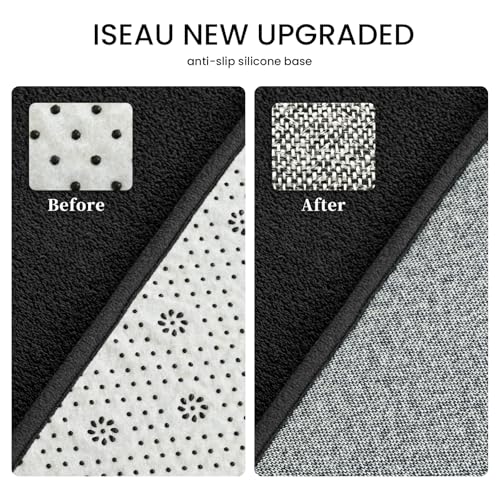 ISEAU 4x6 Soft Area Rug for Bedroom, Washable and Non-Slip, Black