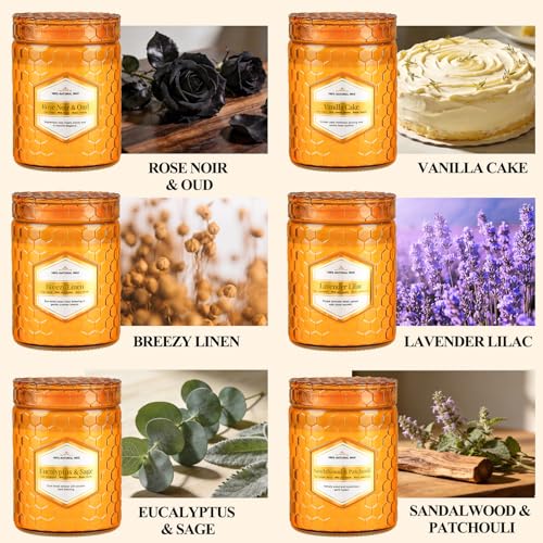 6 Pack Natural Soy Wax Jar Candles for Home, Scented Aromatherapy Gift Set for Women, 33 oz 240 Hour Long Lasting Candles Gifts for Mothers Day Birthday Women Valentine's Day