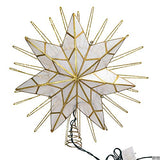 Kurt Adler 12" 7-Point Natural Capiz Lighted Tree Topper | Christmas Tree Star Topper | Gold Tree Topper Star with Lights | Light Up Star Christmas Tree Topper w/Wire Rays Accent (12 Inches, Gold)