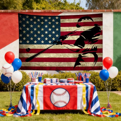 LB Sports Tapestry for Boys Room Baseball Wall Tapestry American Flag Wall Hanging Poster for Living Room Bedroom Dorm and Birthday Party Wall Decor,60x40 Inch