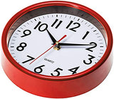 Bernhard Products Red Wall Clock 8" Retro Kitchen Silent Non-Ticking Quality Quartz Battery Operated Round Clock for Office Classroom Bedroom Bathroom Easy to Read