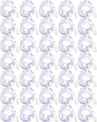 Riakrum 50 Pack 10 ft 30 LED Fairy Lights Battery Operated, Christmas Tiny String Lights Bulk Starry Light Waterproof for Mason Jars Wedding Party Christmas Centerpiece Table Decor, White