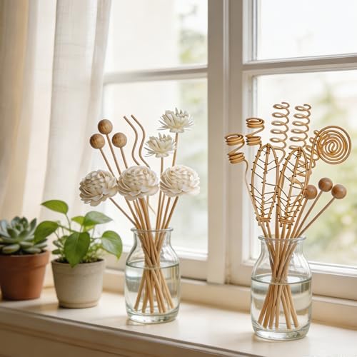 21 Pcs Reed Diffuser Flower Sticks Set, Decorative Sola Flowers Reeds Diffusers Stick Refill for Replacement