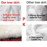 48 Inch White Faux Fur Christmas Tree Skirt, Luxury Plush Tree Base Cover for Holiday Party and Home Christmas Decor