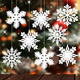 MIAHART 40 Pack Christmas White Snowflake Ornaments 4 Inch White Plastic Glitter Snowflake Ornaments for Christmas Tree Decorations Winter Wedding Xmas Party Supplies