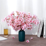 SITUMEIZI 6Pcs Artificial Cherry Blossom Branches Decor Fake Flowers Silk Spring Faux Flowers 16" Peach Bouquet for Home Wedding Bedroom Japanese Decoration DIY Table Centerpiece Arrangement(Pink)